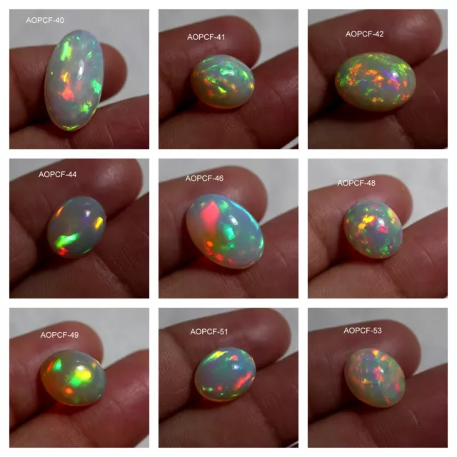 Natürlich Ovale Form Grün Rot Gelb Multi Rainbow Feuer Äthiopische Opal Cabochon