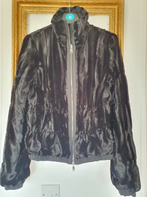 Giorgio Armani Collezioni Black Fur Reversible Jacket Coat Size 46 Uk 14 Asos