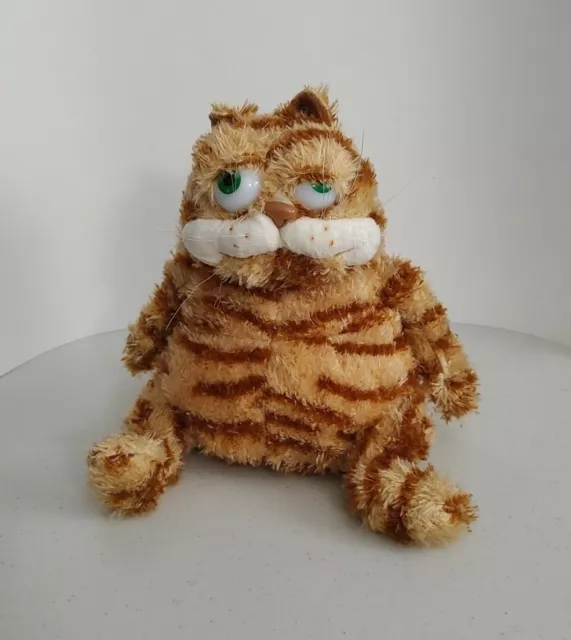 Fat Orange Cat Plush Tabby Green Plastic Eyes Garfield Look Alike Derpy Cat