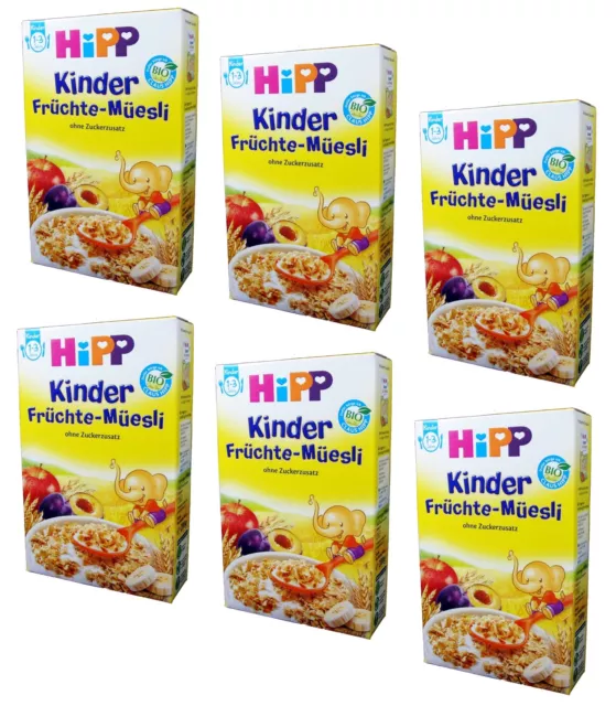 6x 200g HiPP Infantil Frutas Muesli Müesli Sin Azúcares Añadidos Bio Ab 10. Mese
