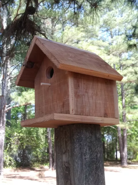 Bird House Made With Cedar Wood. Fun To Watch The Birds Outdoors. Birds Home.