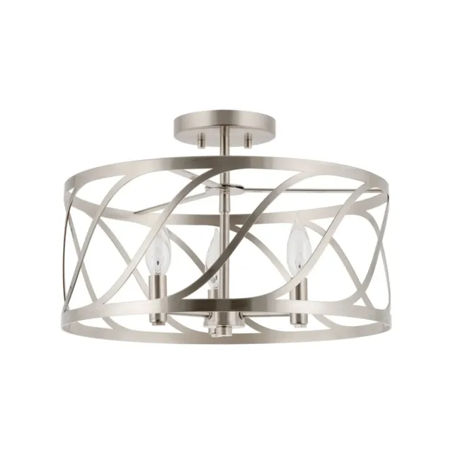 Kira Home Isabelle 16" 3-Light Modern Semi-Flush Mount Ceiling Light, Metal Drum