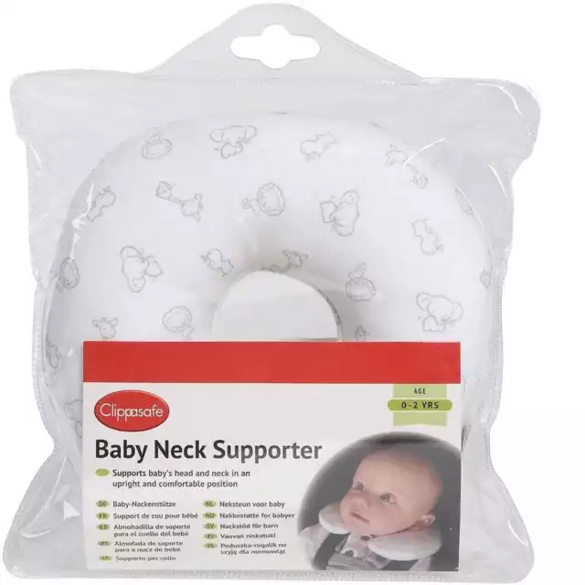 Clippasafe Baby Neck Supporter Safari Print Car Seat Travel Pillow Cushion NEW