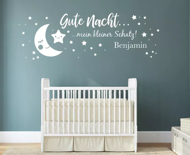 Wandtattoo Babyzimmer Wandtattoo Baby Name Mond Sterne mit Wunschname pkm438