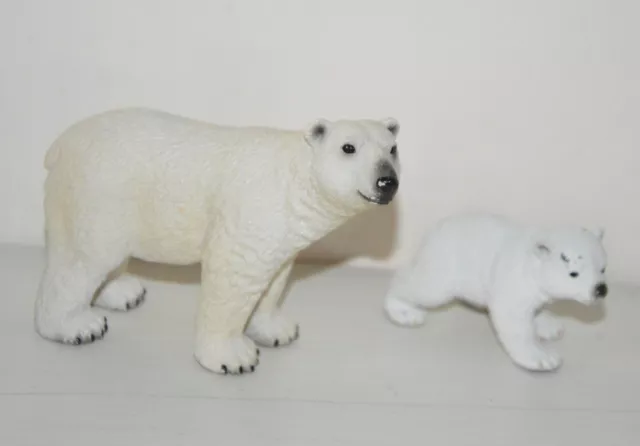 Lot de 2 animaux sauvages figurine plastique Ours ourson Polaire blancs SCHLEICH 2