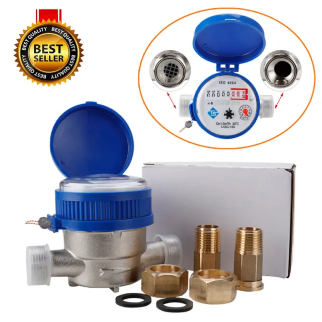 Contatore acqua / orologio acqua giardino / contatore acqua fredda 1/2" 15 mm set completo DHL