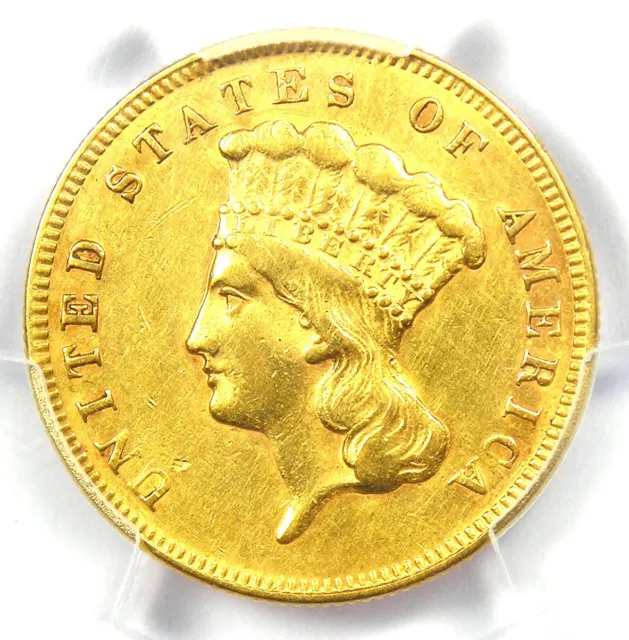 1874 Three Dollar Indian Gold Coin $3 - Certified PCGS AU Details - Rare Coin!