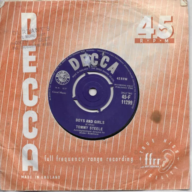Tommy Steele Boys And Girls UK 45 7" single +Must Be Santa