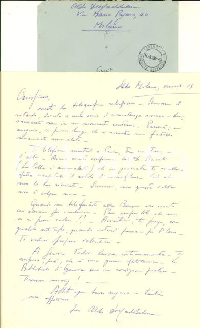 1955 MILANO Lettera Aldo DE MADDALENA per studio su economia genovese AUTOGRAFO
