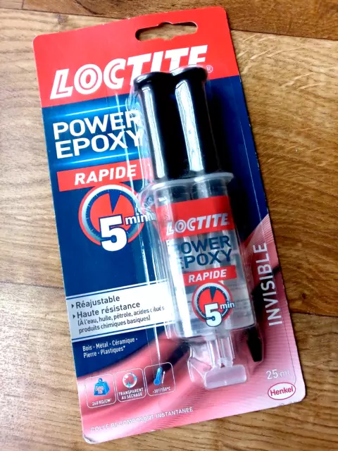 Loctite Power Epoxy 25ML Colle Seringue Rapide 5min Invisible & Haute résistance