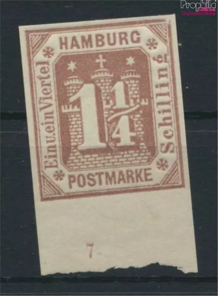 Briefmarken Hamburg 1866 Mi 20U ND Neudruck ungezähnt postfrisch (9780039