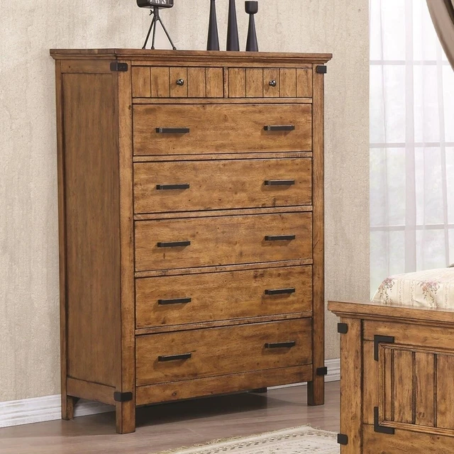 Wooden Chest with 7 Drawers, Warm Honey Brown Brown 7-drawer