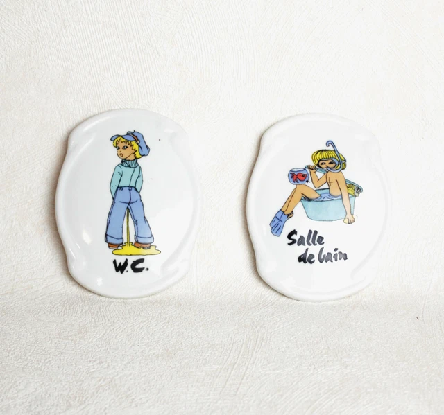 deux plaques de porte pour les toilettes et la salle de bain Maison de