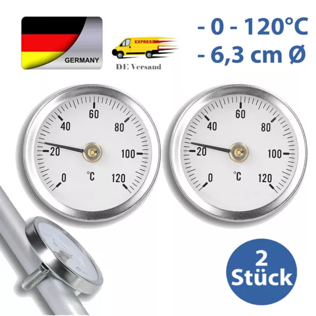 HEIZUNG ANLEGETHERMOMETER ANALOG Rohranlegethermometer Klima Rohr  Thermometer EUR 16,90 - PicClick DE