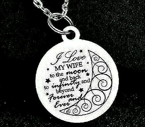 Wife Pendant Necklace Wife I Love You to the Moon Wife Gift from Husband