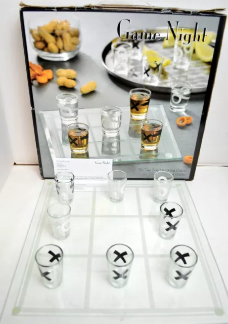 Crystal Clear Game Night Shot Glass Tic Tac Toe Portable Drinking Game