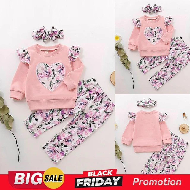 Toddler Kids Baby Girls Floral Tracksuit T Shirt Tops Pants Outfits Clothes Set