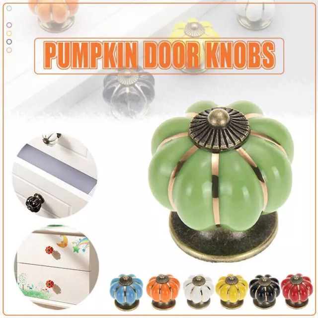 Pumpkin Ceramic Vintage Door Knobs Cabinet Drawer Cupboard Kitchen Pull Handle