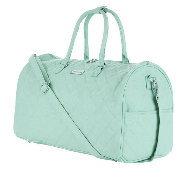 Samantha Brown 21 Inch Quilted Satchel, Light Teal
