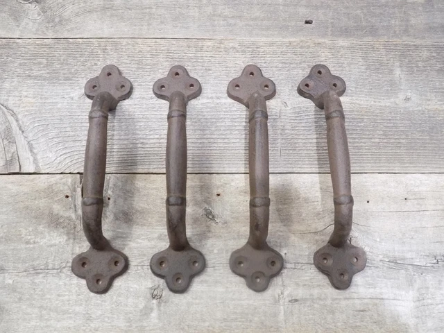4 Rustic Cast Iron Antique Style Restore Barn Handles Gate Pull Door Handle