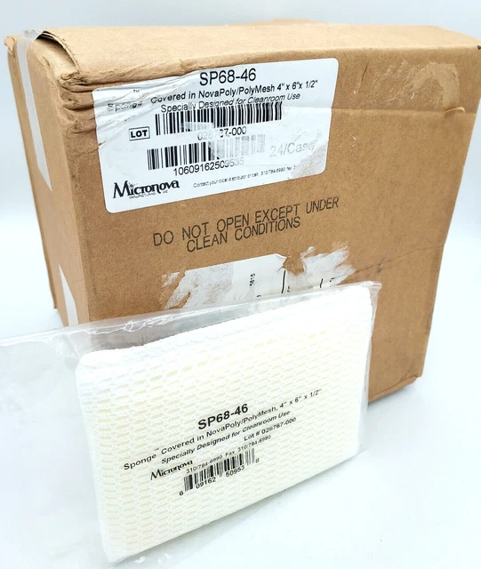 *SEALED* Micronova Cleanroom SP68-46 Sponge, Case of 24, NovaPoly/PolyMesh Cover