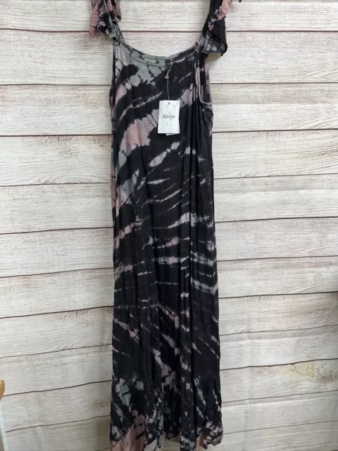 Nwt MSRP $54 Raviya Tie-Dye Off-The-Shoulder Maxi Dress Cover-Up Black Size 2X