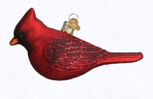 Old World Christmas Northern Cardinal Bird Glass Ornament 16110 FREE BOX New