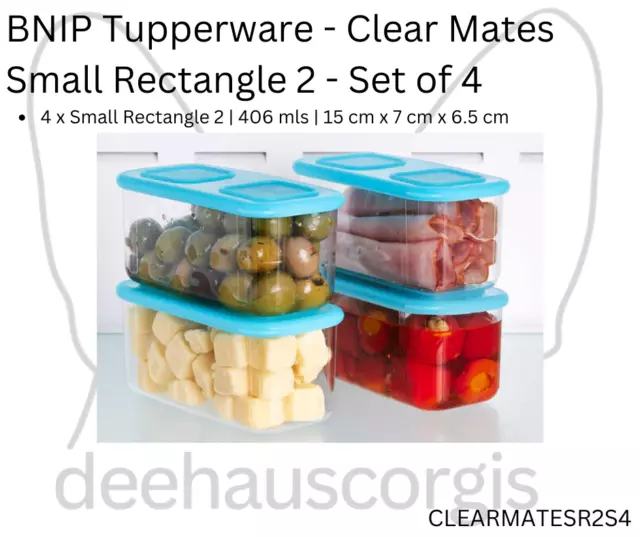 Tupperware SET of 2 - 200 mL / 3/4 c Sheer Clear Mates Square Mini