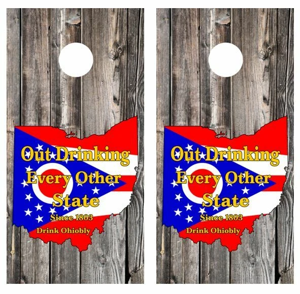 Ohio Out Drinking Every Other State Cornhole Board Wraps FREE LAMINATION #3357