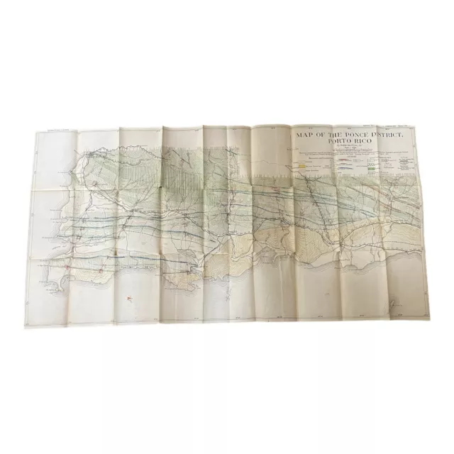 Rare 1917 map of puerto (porto) rico PONCE Graham John Mitchel Geological