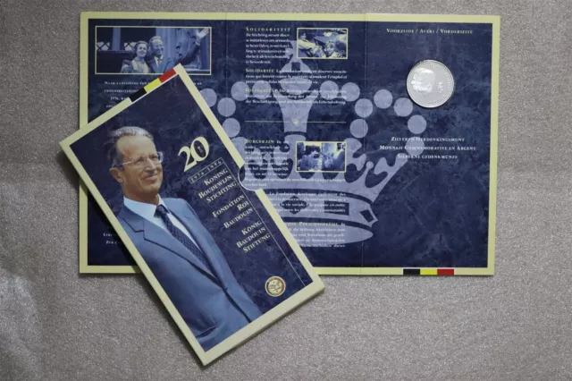 🧭 🇧🇪 Belgium - 250 Francs Silver - ''Baudouin Foundation" 1996 IN FOLDER B53