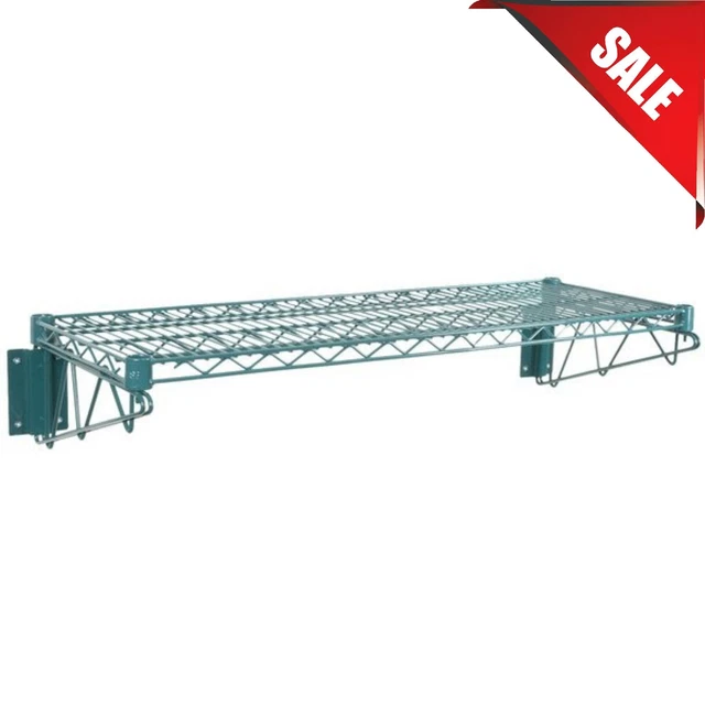 14" x 36" Wall Mount Green Epoxy Wire Shelf Rack Commercial Restaurant Pot NSF