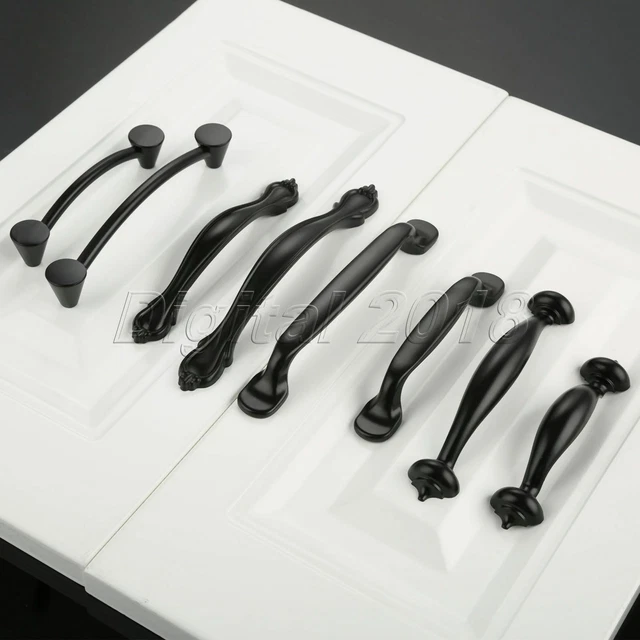 1x Black Cabinet Door Handle Closet Cupboard Wardrobe Drawer Furniture Knob Pull