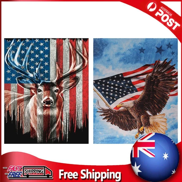 11CT Full Cross Stitch American Flag Animal Counted DIY Cotton Thread Needlework