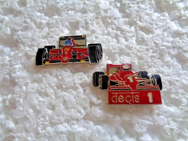 Job lot of 2 F1 Ferrari car shaped metal lapel pins