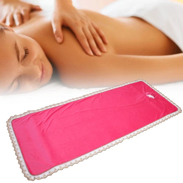 (Rose Red)Spa Massage Table Cover Sheet Massage Bed Coverlet With Hole IDS