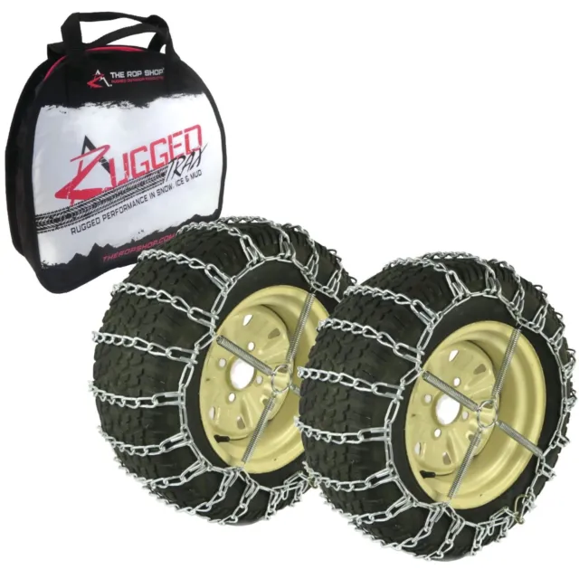 Pair of 2 Link Tire Chains for Yamaha 16x7.5x8 Front & 24x10.5x12 Rear Tires