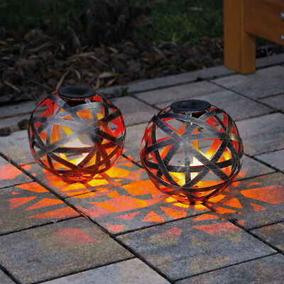 Métal Solaire Boule BASIMA 2er-set 18 cm Jardin Deco Lampe solaire DEL 