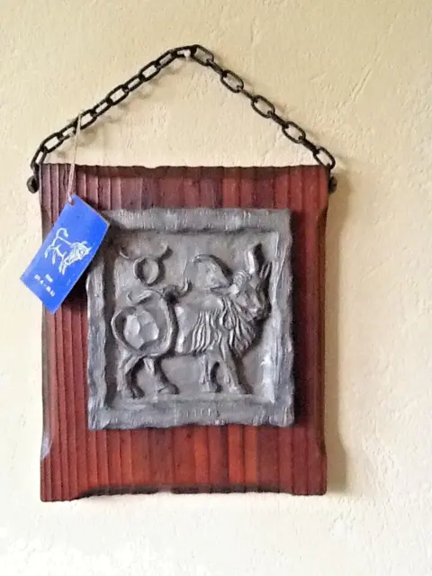 Hornecker Zinnbild Bild Wandbild Sternzeichen Stier Taurus Zinn auf Holz