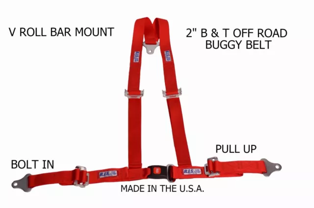 Rjs Racing 2" Buggy Off Road Seat Belt 3 Point B&T V Harness Red 50520-4 4000104