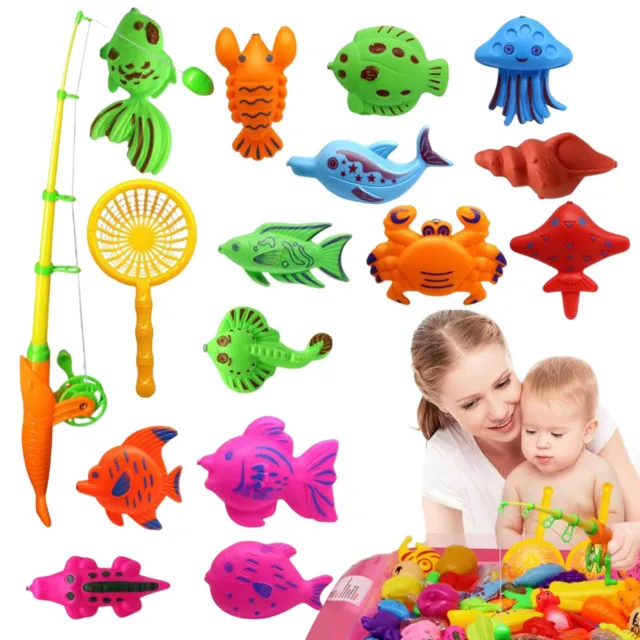 MAGNETIC FISHING GAME 15 pcs Magnetic Fishing Toy Set for Kids Cartoon Fish  Toy $11.39 - PicClick
