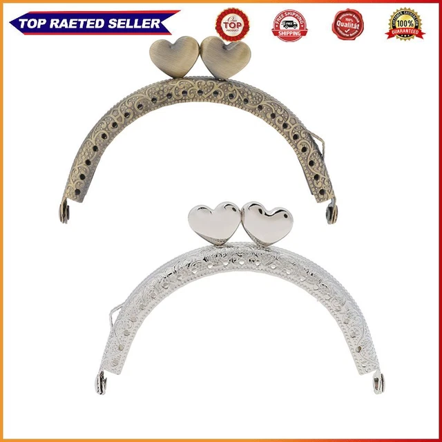 Cartera de metal semicircular de 8,5 cm marco corazones broches manijas hágalo usted mismo accesorio