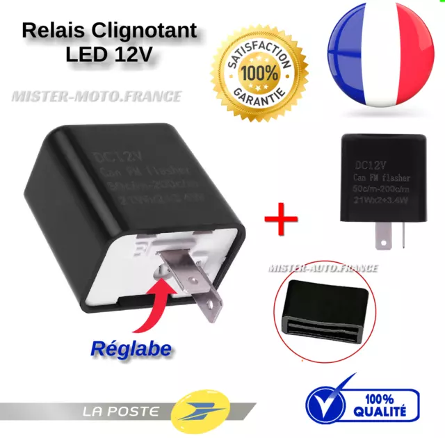 Relais Centrale Clignotant SCOOTER MOTO QUAD Réglable✅ANTI ERREUR 12V LED 2 PINS