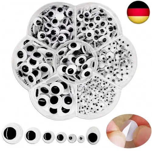 FANGZIDM 500 Stück Selbstklebende Wackelaugen 4mm -12mm für DIY Scrapbooking S