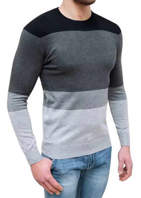 Maglioncino uomo girocollo nero grigio slim fit invernale maglione da XL a 5XL