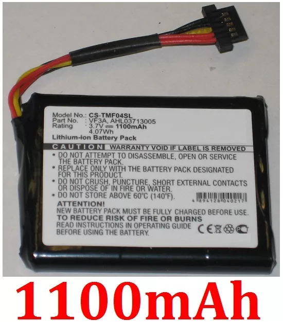 BATTERIE 1100mAh Art VF3A VF3M AHL03710403 Für TOMTOM Via Leben 120 TTS Z1230