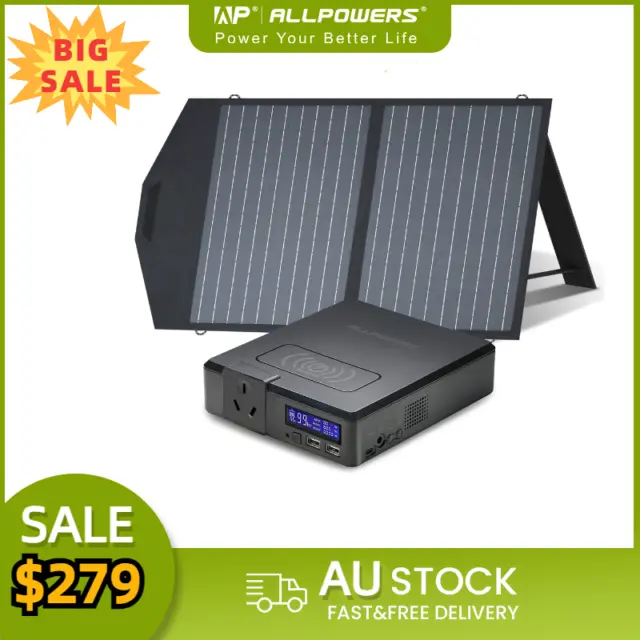 ALLPOWERS 200W Portable Power Station with 60W Foldable Solar Panel for Camping