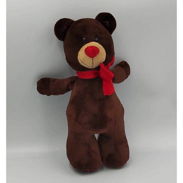 Doudou peluche ours marron rouge coeurs CHOCO MILK - 32206