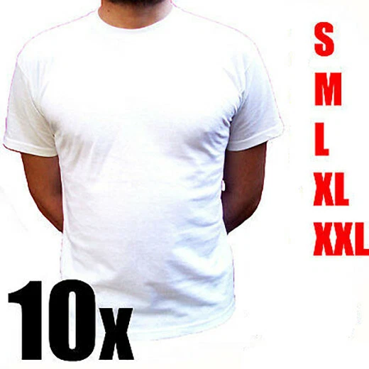 SET 10 T-Shirt 100% Cotone di Qualità Stock Uomo Maglie Scegli le Taglie Offerta