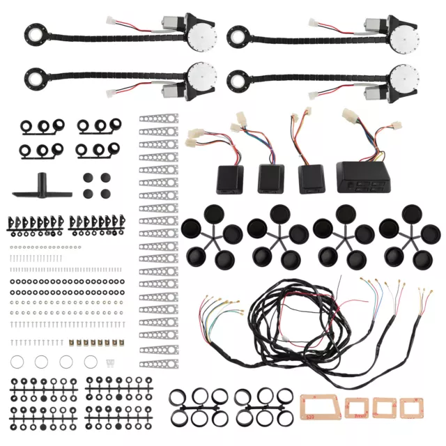 Universal 4 Door Electric Power Window Conversion Roll Up Switches Kit Front